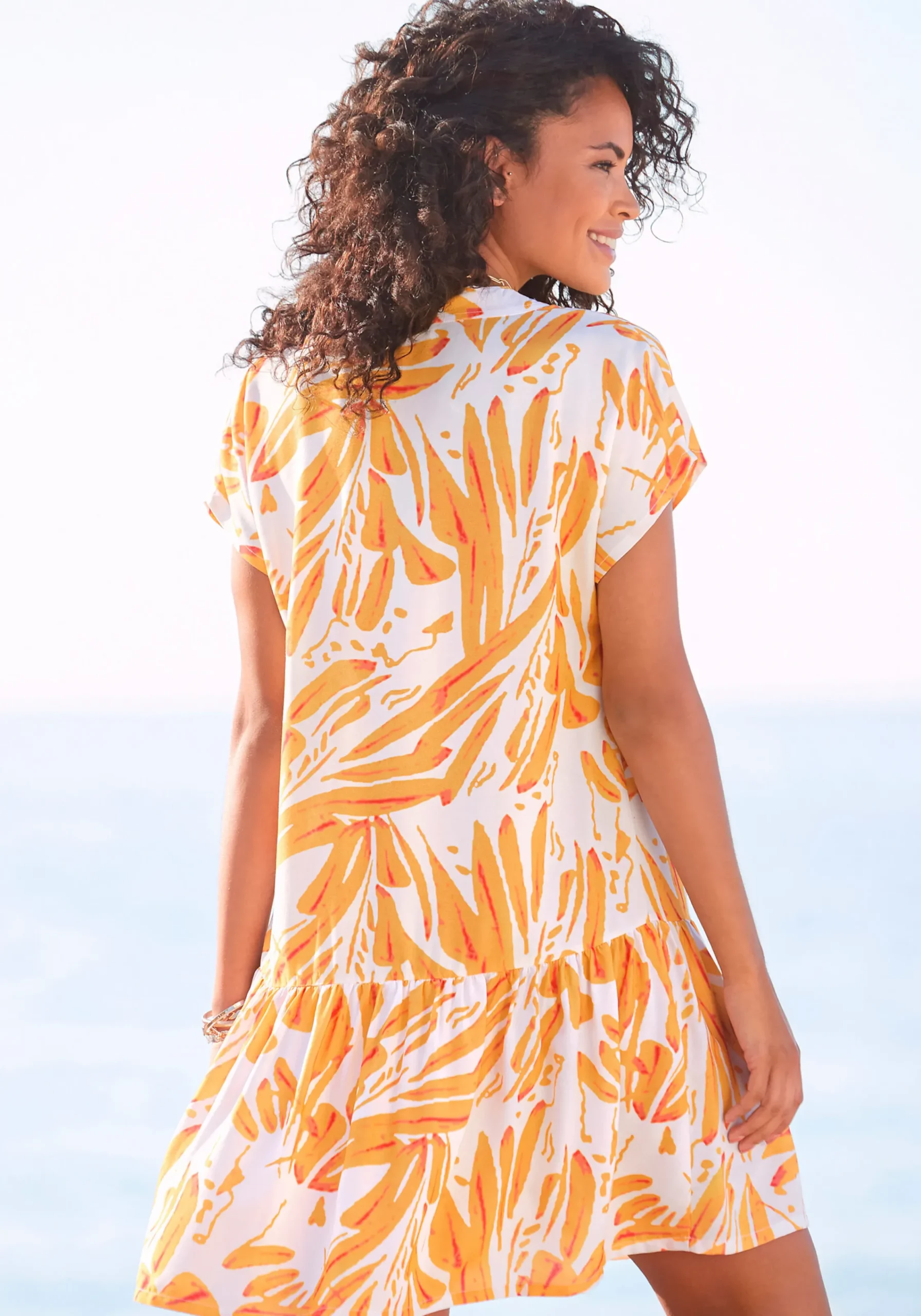 Kleider|s.Oliver Blusenkleid orange-creme-bedruckt