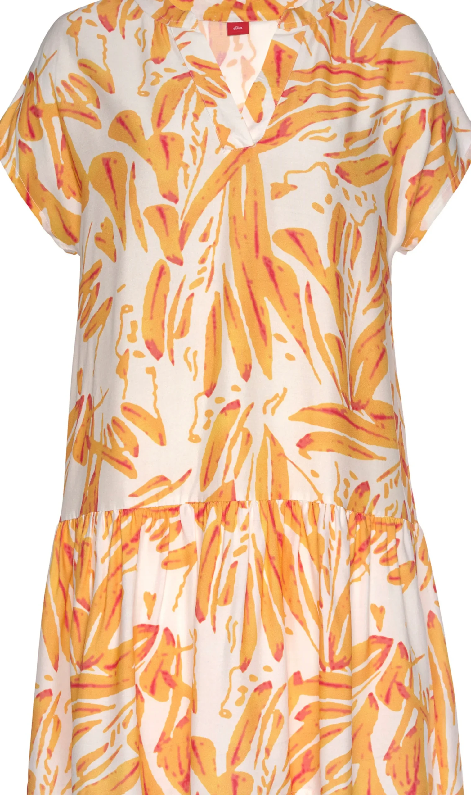 Kleider|s.Oliver Blusenkleid orange-creme-bedruckt