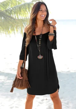 Strandkleider|Kleider|LASCANA Blusenkleid schwarz