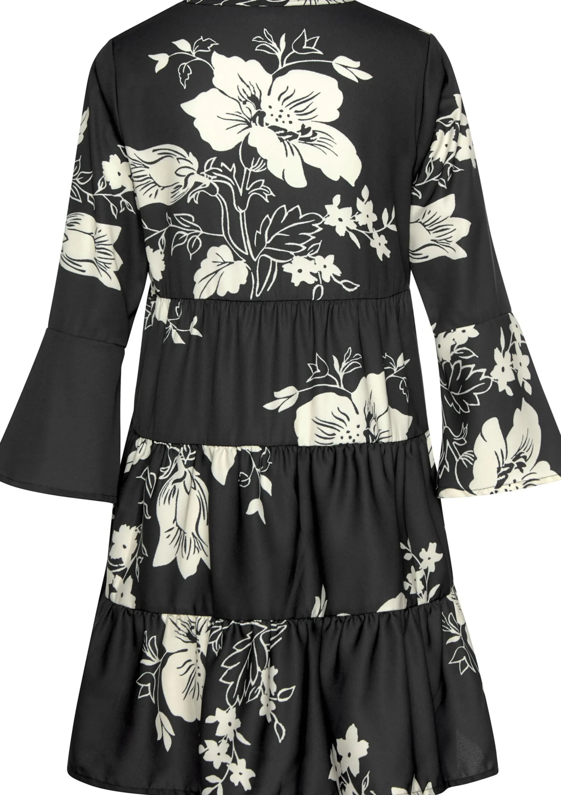 Strandkleider|LASCANA Blusenkleid schwarz-creme