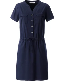 Strandkleider|Kleider| Blusenkleid mit Tunnelzug marine