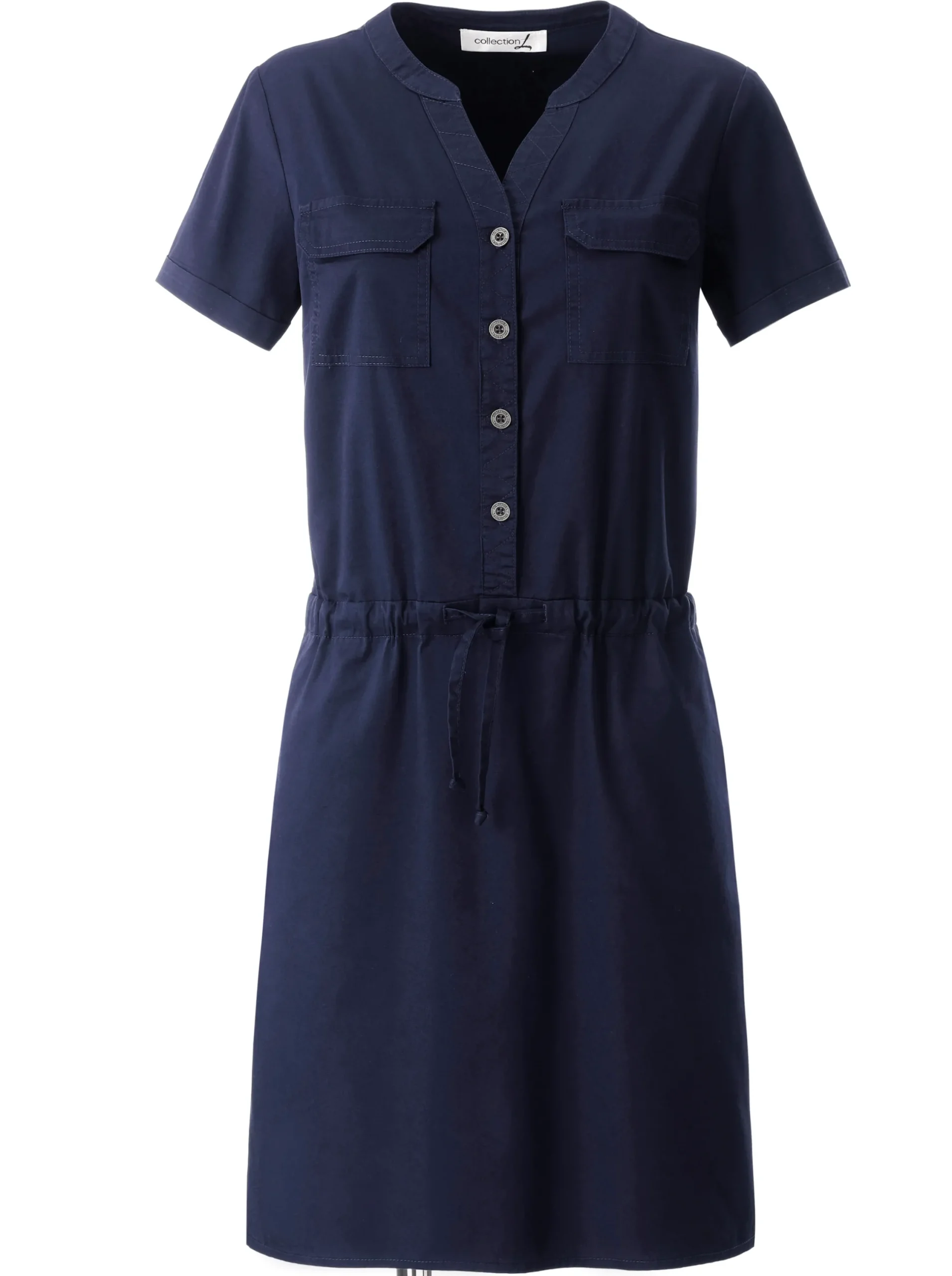 Strandkleider|Kleider| Blusenkleid mit Tunnelzug marine