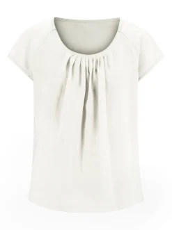 Basics|Shirts| Blusenshirt im Material-Mix ecru