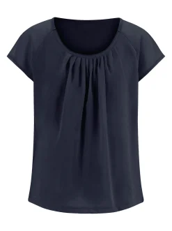 Basics|Shirts| Blusenshirt im Material-Mix marine