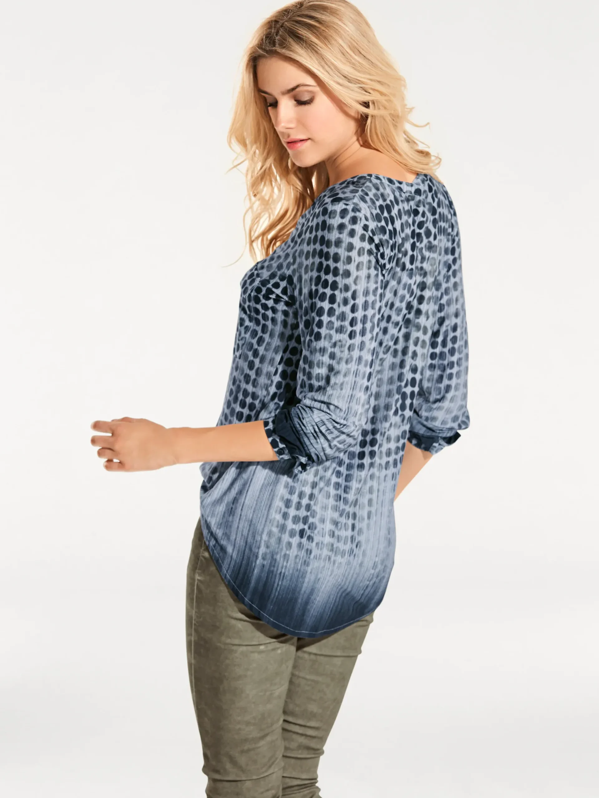 Blusen|Shirts|heine Blusenshirt im Tupfenmuster blau