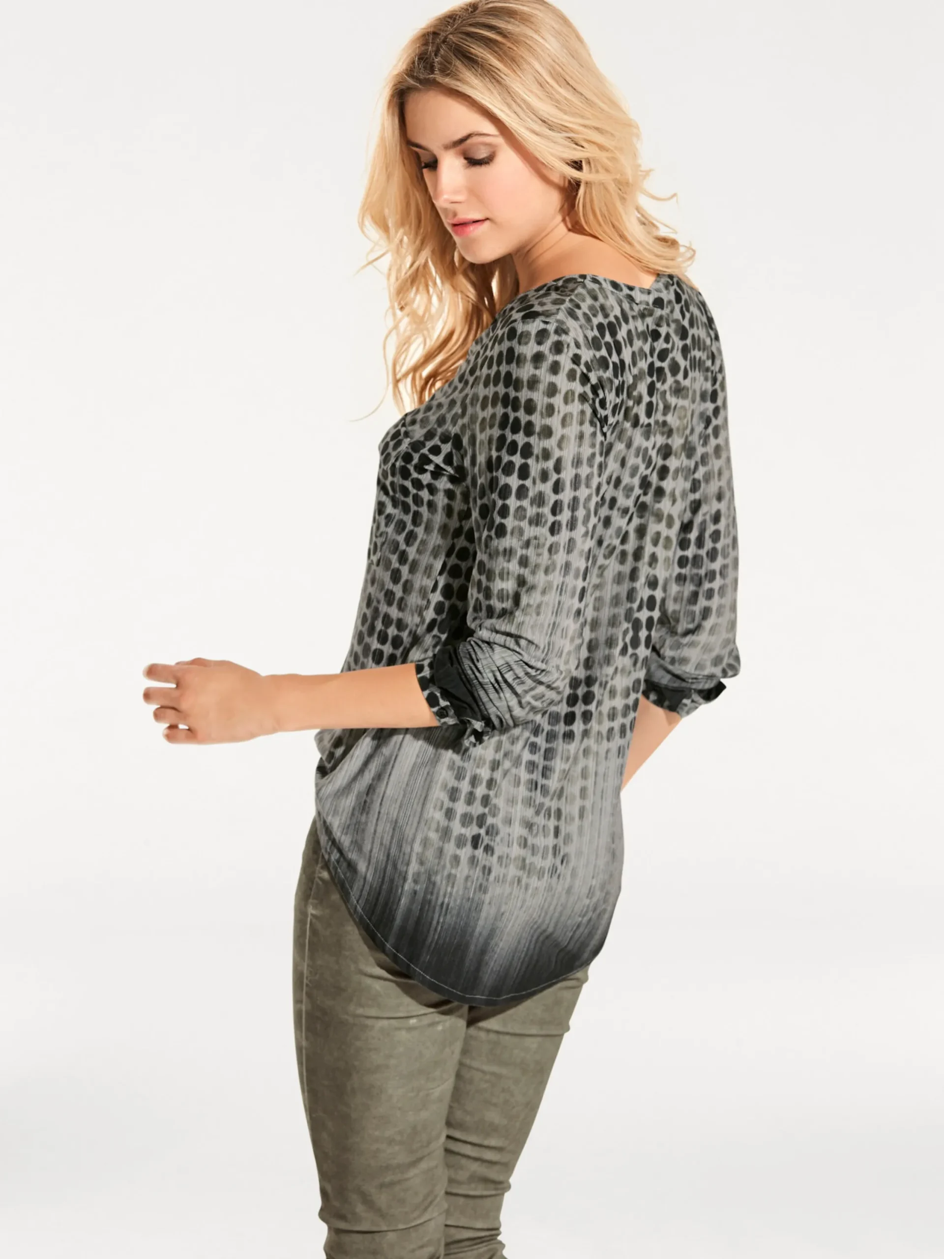 Blusen|Shirts|heine Blusenshirt im Tupfenmuster oliv