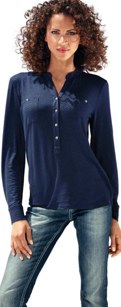 Basics|heine Blusenshirt mit Brusttaschen blau