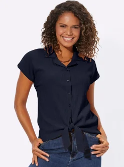 Shirts| Blusenshirt mit Crêpe-Struktur marine