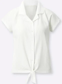Shirts| Blusenshirt mit Crêpe-Struktur ecru