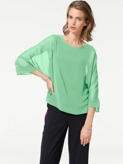 Basics|heine Blusenshirt mit Fledermausärmeln apfelgrün