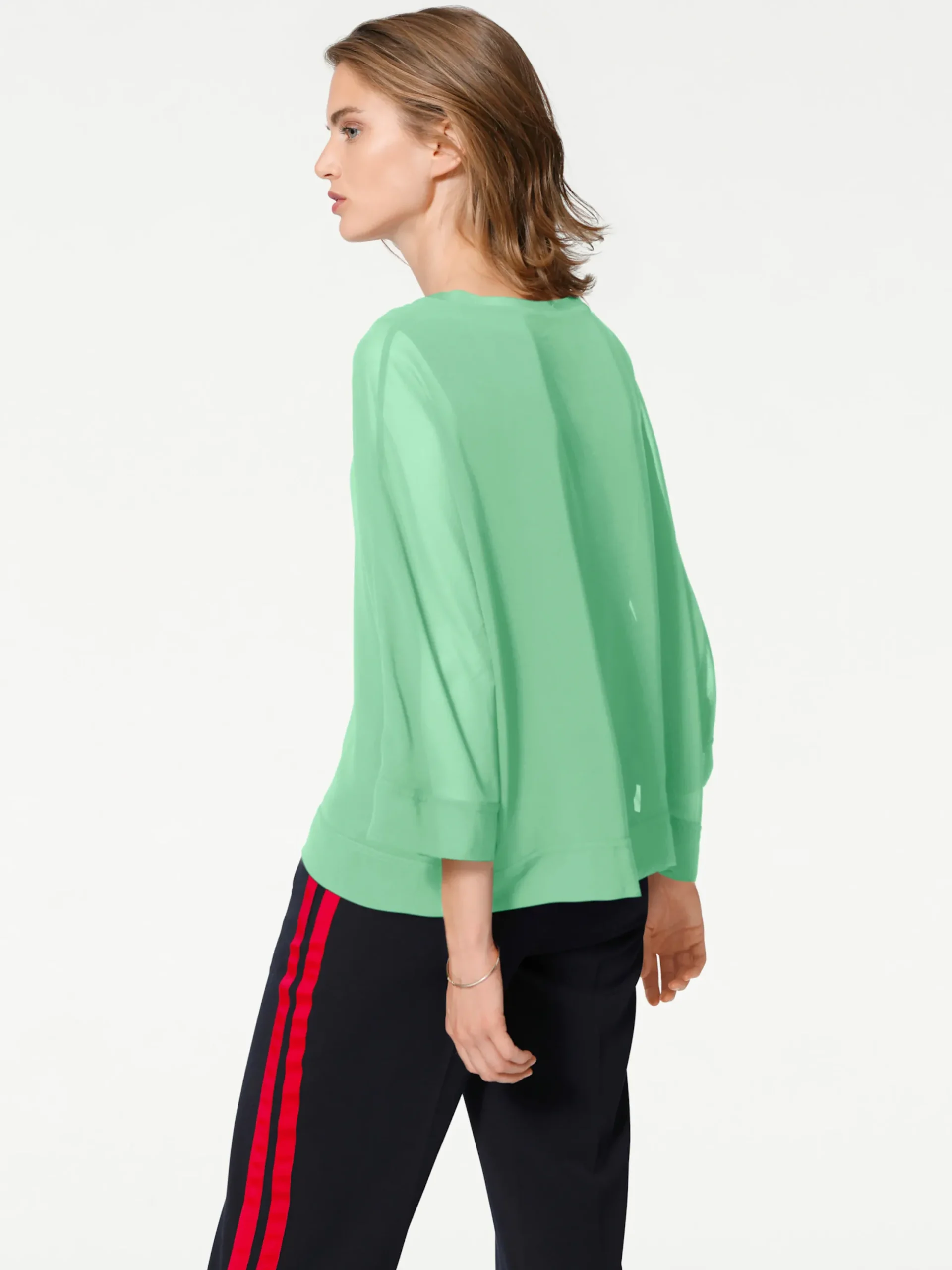 Basics|heine Blusenshirt mit Fledermausärmeln apfelgrün