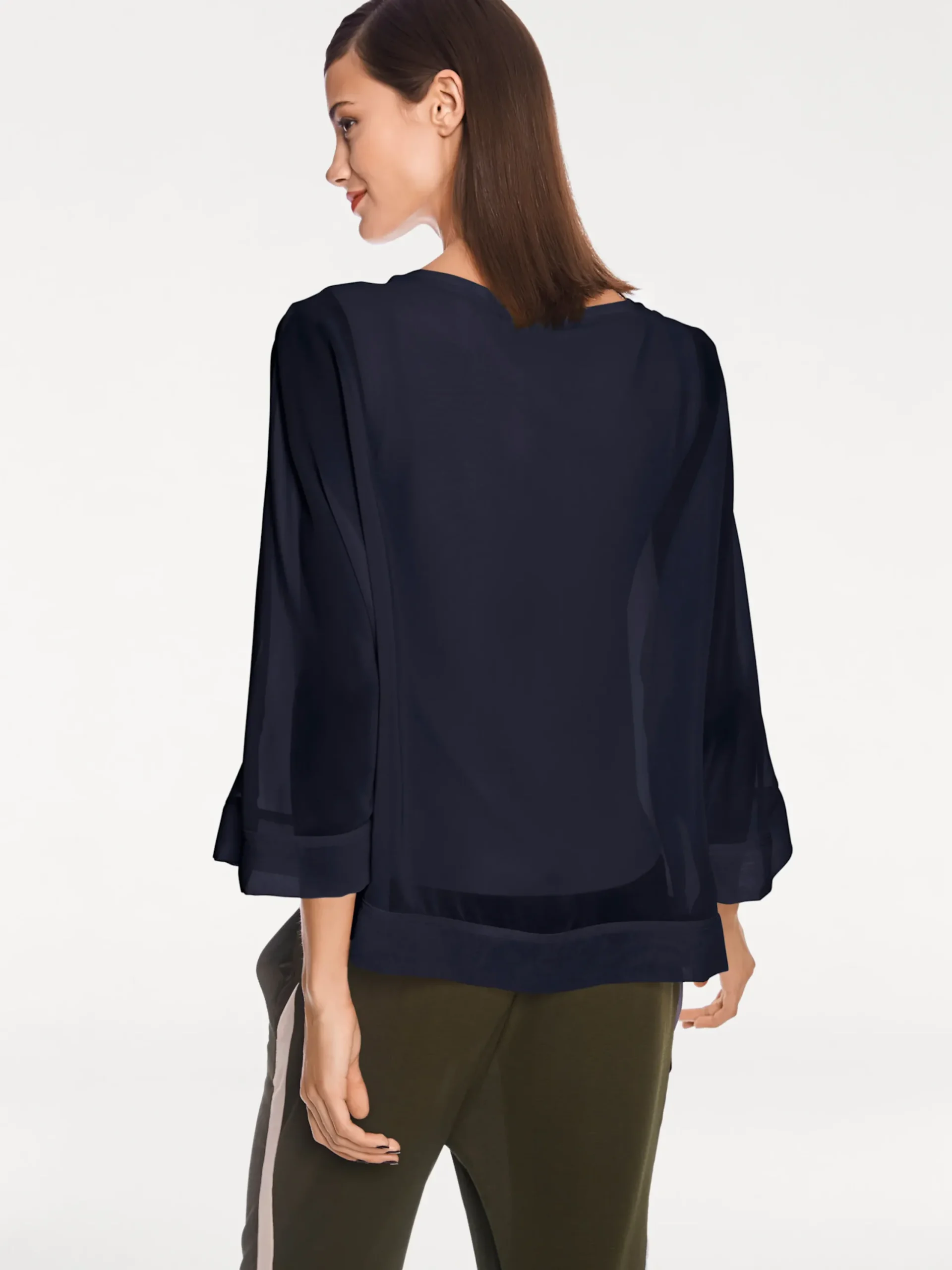 Basics|heine Blusenshirt mit Fledermausärmeln marine