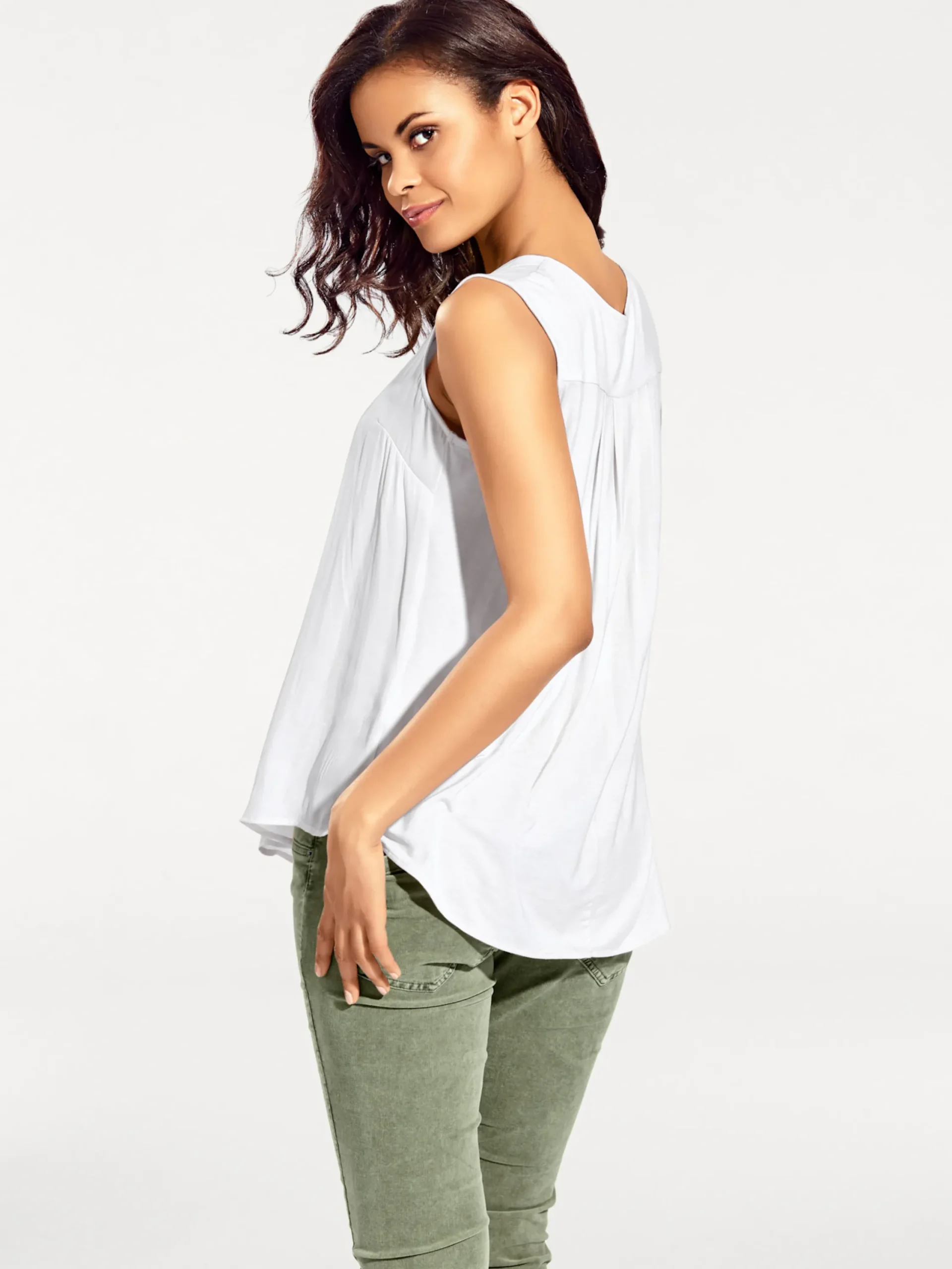 Strandmode|heine Blusenshirt mit Knopfleiste weiß