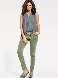 Strandmode|Basics|heine Blusenshirt mit Knopfleiste rauchblau