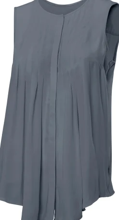Strandmode|Basics|heine Blusenshirt mit Knopfleiste rauchblau