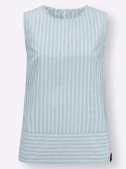 Blusen|Shirts| Blusentop kalkmint-ecru-gestreift