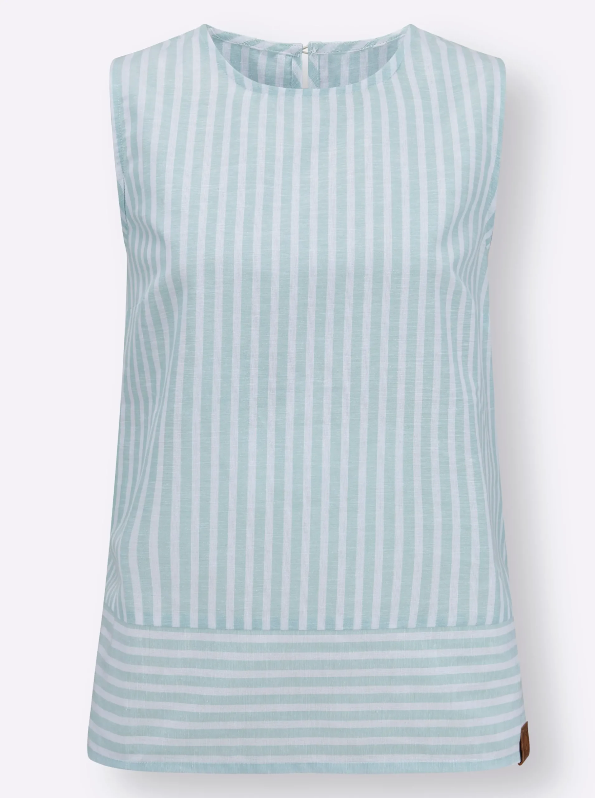 Blusen|Shirts| Blusentop kalkmint-ecru-gestreift