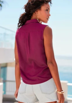 Strandmode|LASCANA Blusentop aubergine