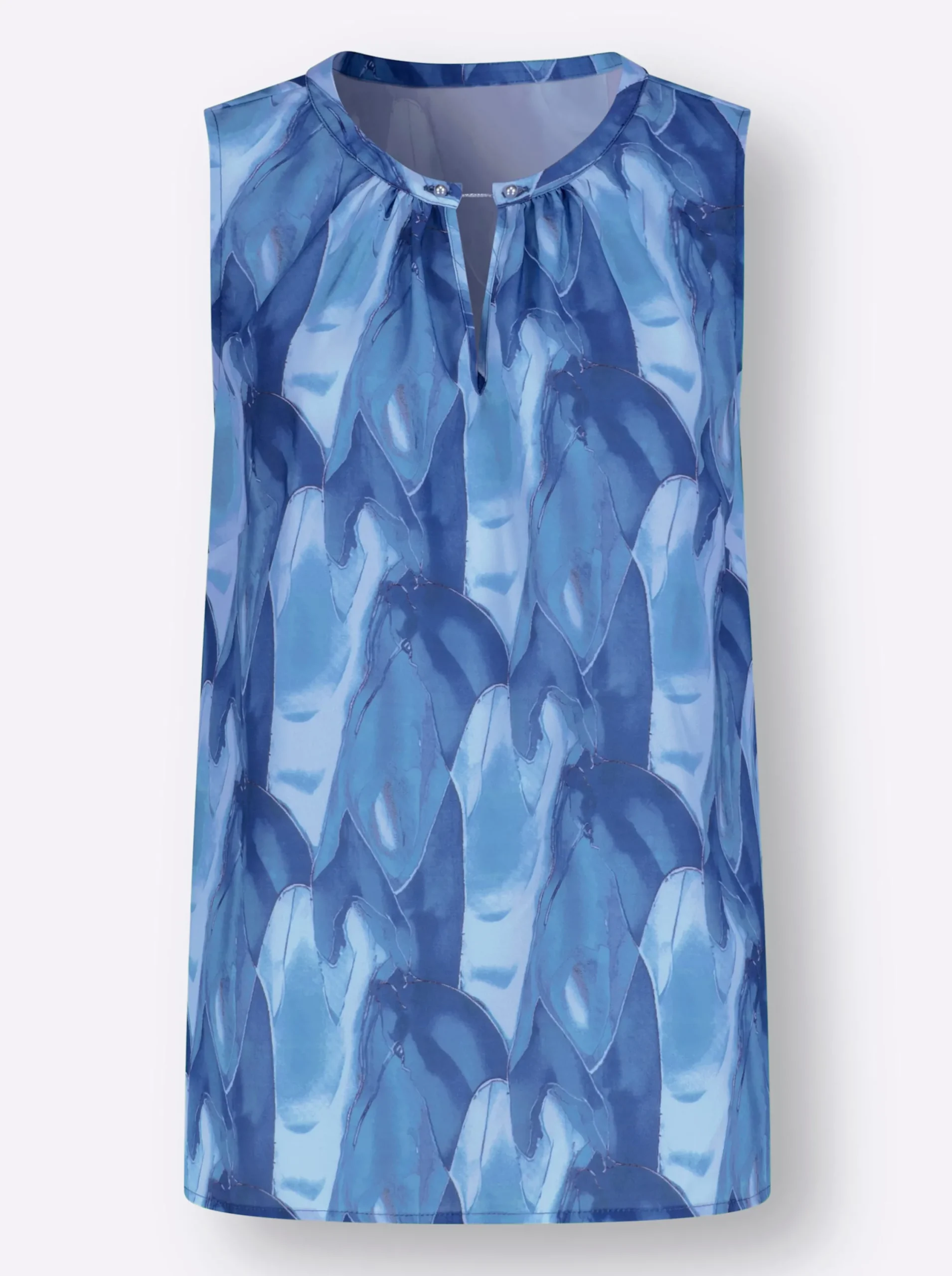 Shirts| Blusentop dunkelblau-hellblau-bedruckt