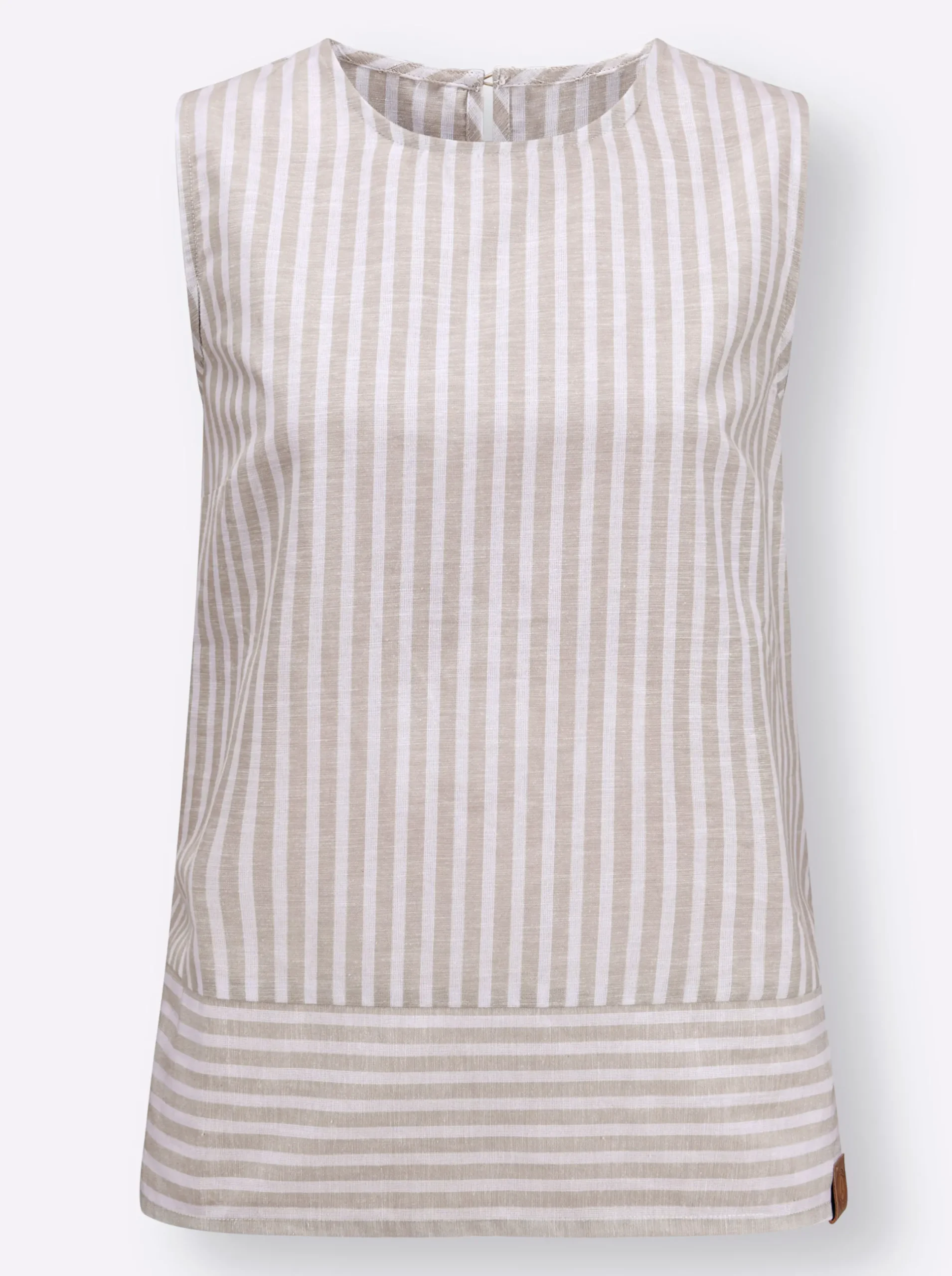 Blusen| Blusentop sesam-ecru-gestreift