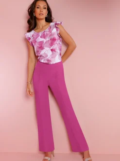 Blusen|CREATION L PREMIUM Blusentop in temperaturausgleichender Lyocell-Qualität ecru-magenta-bedruckt