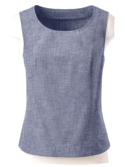 Shirts| Blusentop mit breiten Trägern jeansblau