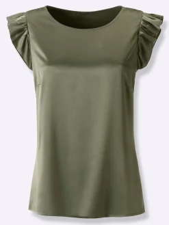 Shirts| Blusentop mit Flügelärmel khaki