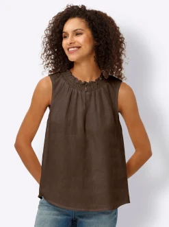 Blusen|Shirts|heine Blusentop mit gesmoktem Ausschnitt schoko