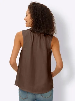 Blusen|Shirts|heine Blusentop mit gesmoktem Ausschnitt schoko