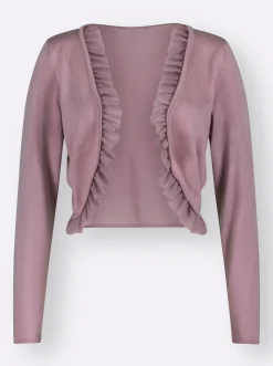 Strickjacken| Bolero mit Chiffon-Volants mauve