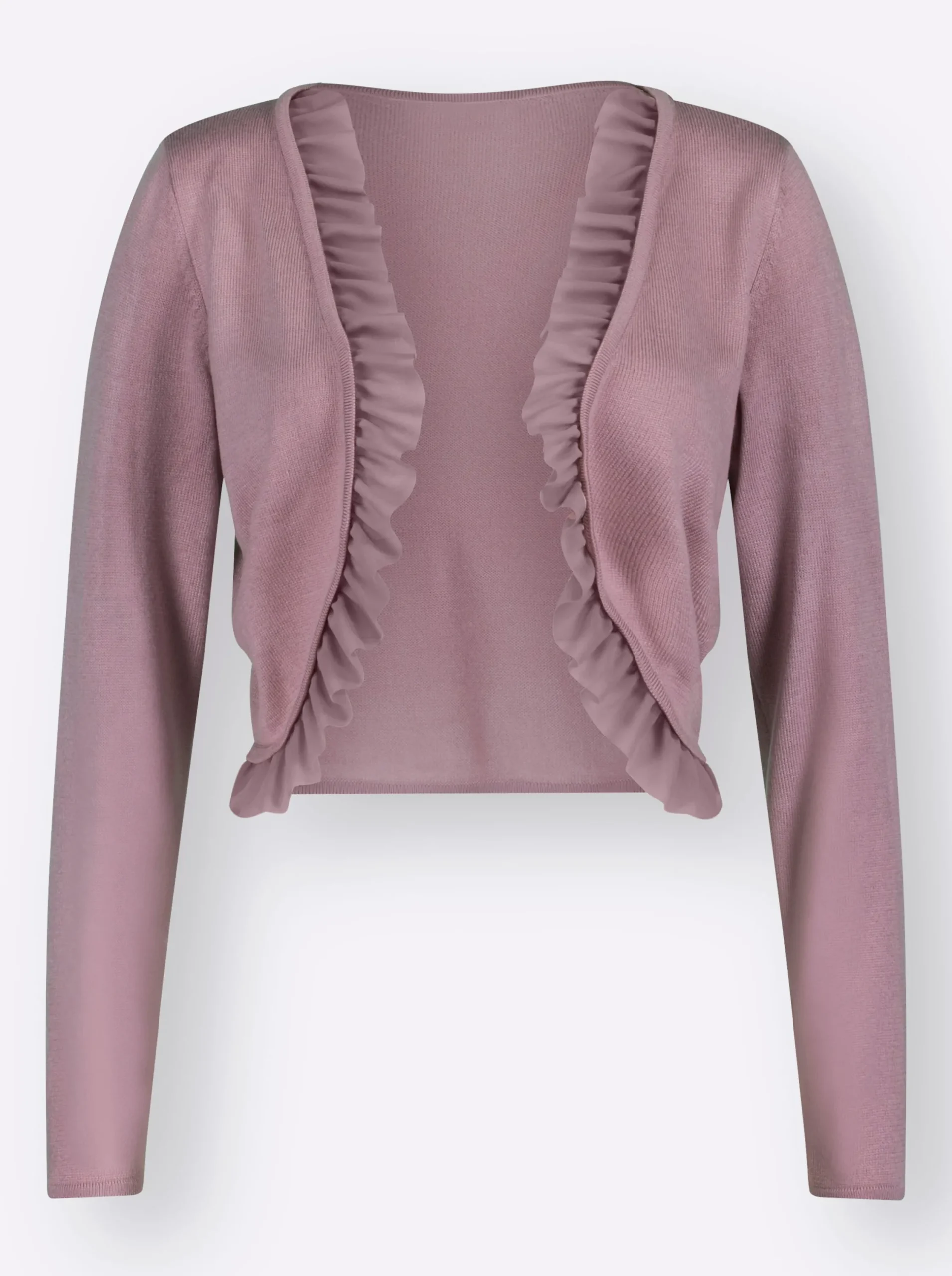 Strickjacken| Bolero mit Chiffon-Volants mauve