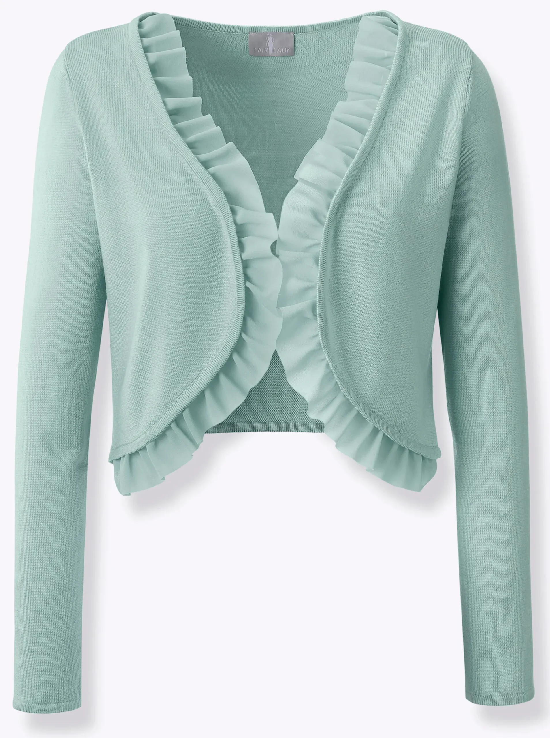 Strickjacken| Bolero mit Chiffon-Volants kalkmint
