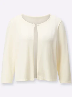 Strickjacken| Bolero mit Zierspange champagner