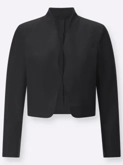 Jacken|Blazer| Bolerojacke mit Wellenabschluss, Stehkragen schwarz