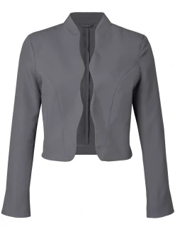 Jacken|Blazer| Bolerojacke mit Wellenabschluss, Stehkragen grau