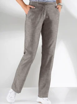 Hosen| Bootcuthose mit Dehnbund und Kordelzug taupe