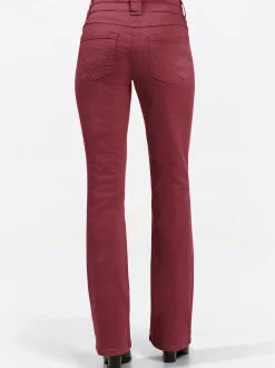 Jeans| Bootcut-Jeans mit ausgestellten Beinen burgund