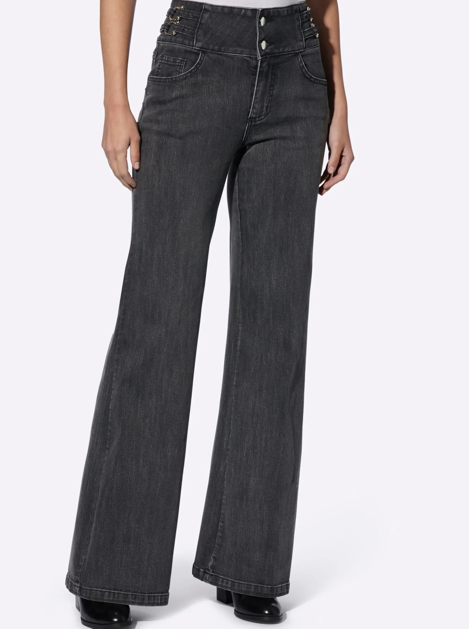 Jeans|heine Bootcut-Jeans mit breitem Bund graphitdenim