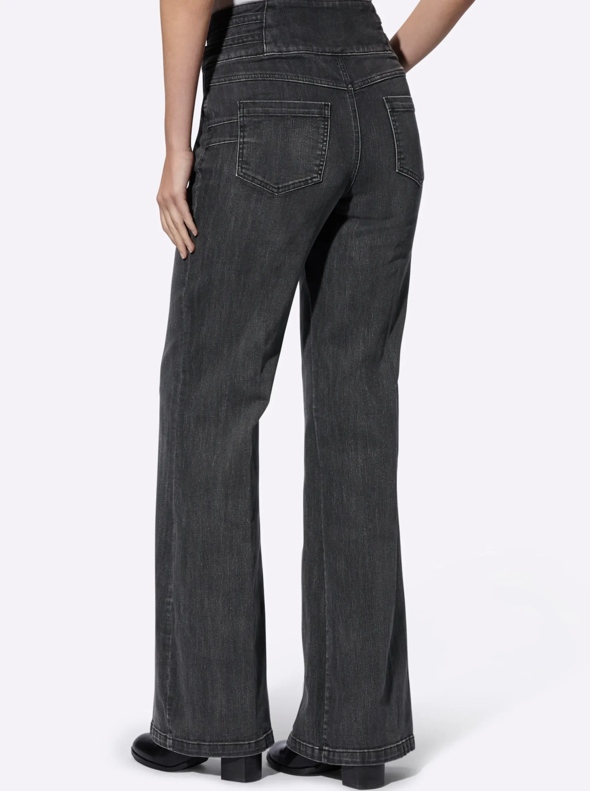 Jeans|heine Bootcut-Jeans mit breitem Bund graphitdenim