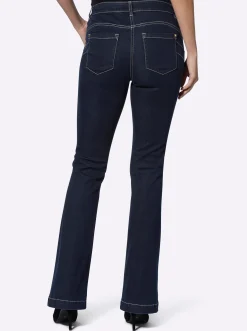 Jeans|heine Bootcut-Jeans mit großen Zierknöpfen darkblue