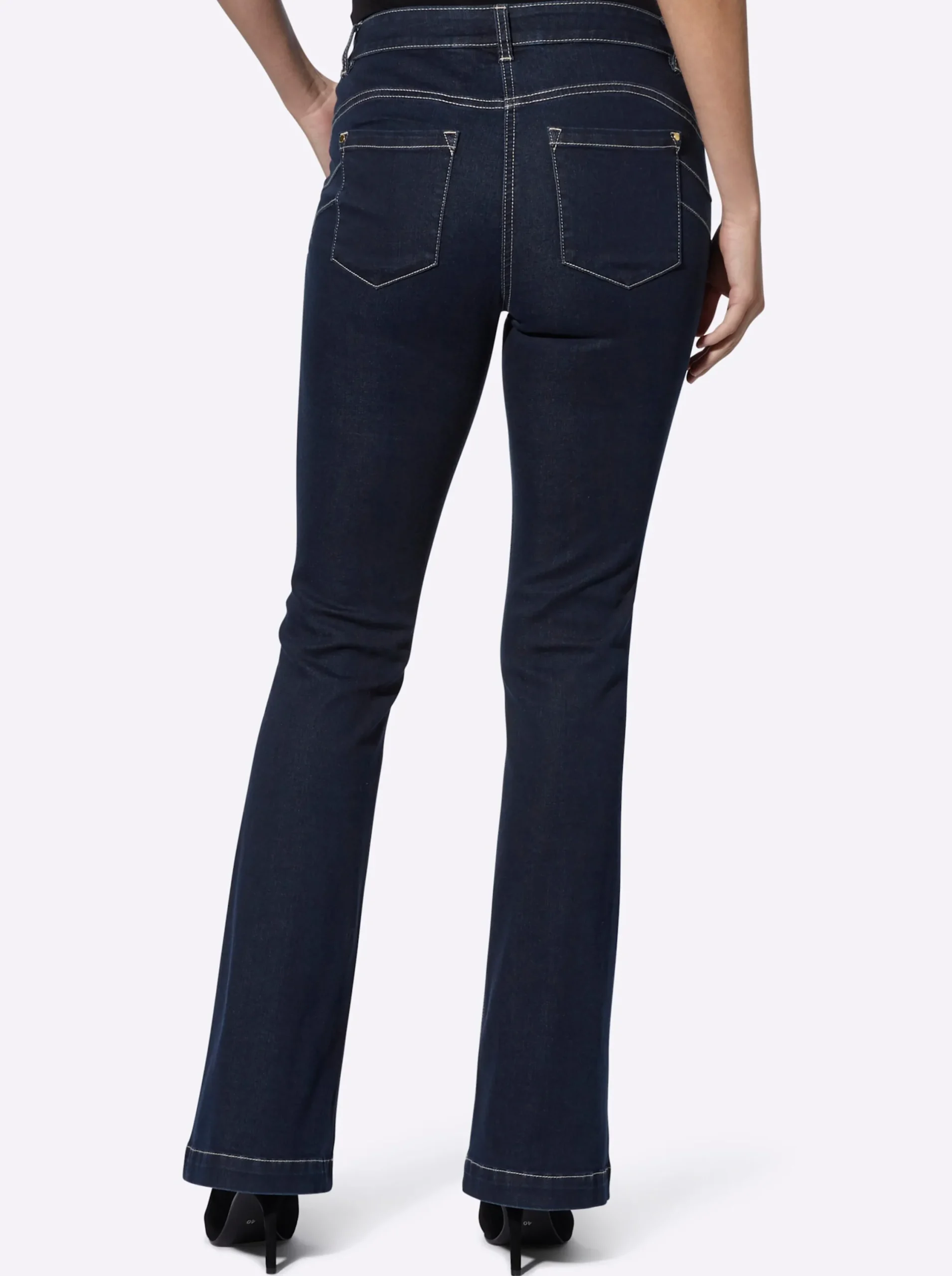Jeans|heine Bootcut-Jeans mit großen Zierknöpfen darkblue