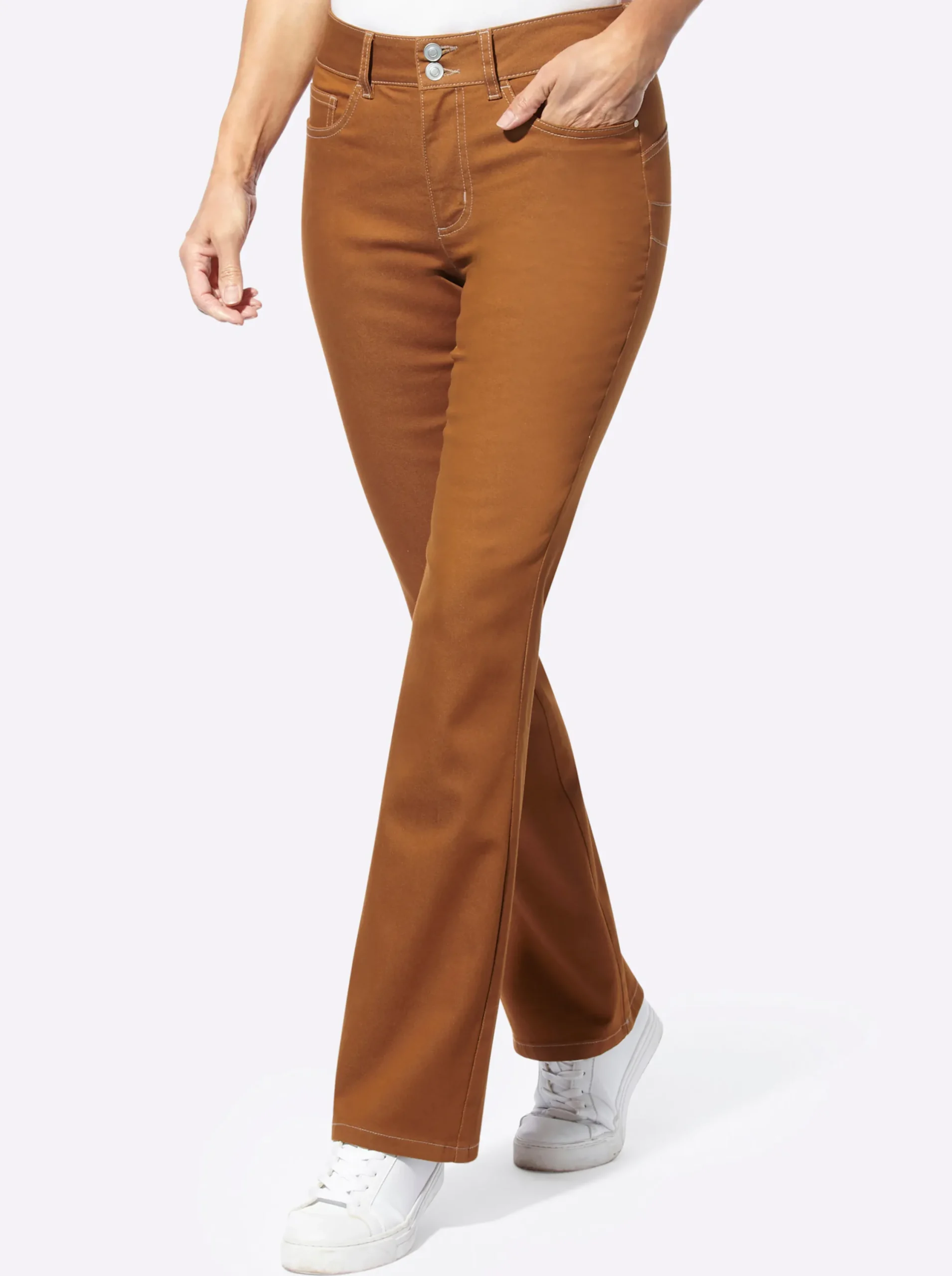 Jeans| Bootcut-Jeans mit Push up-Effekt cognac-denim