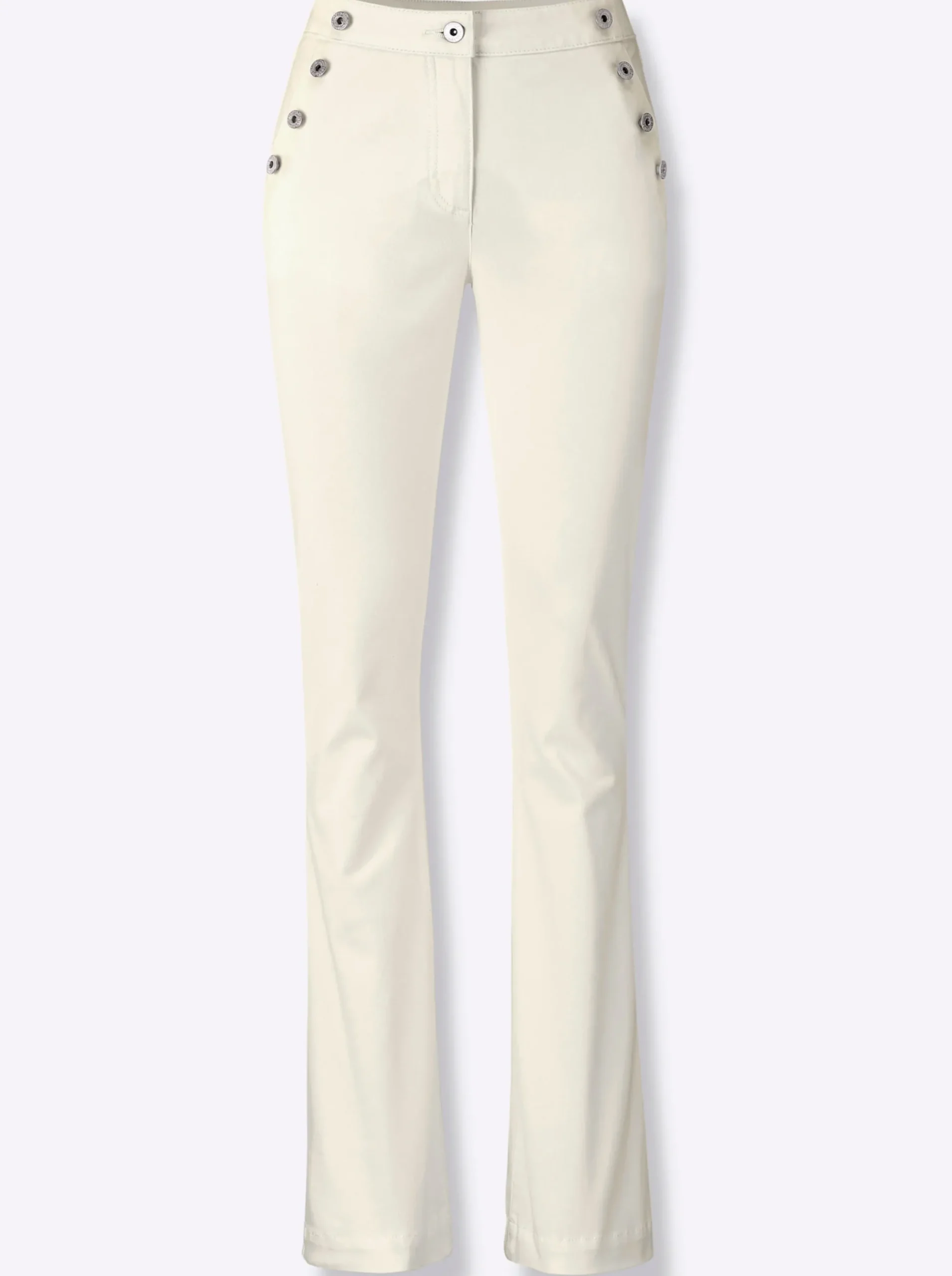 Jeans| Bootcut-Jeans mit Zierknöpfen ecru