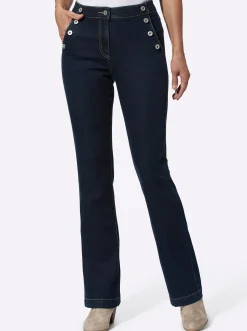 Jeans| Bootcut-Jeans mit Zierknöpfen darkblue