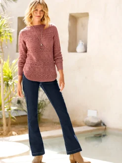 Jeans| Bootcut-Jeans mit Zierknöpfen darkblue