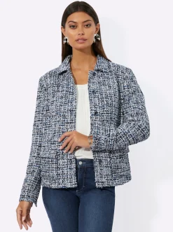 Blazer| Bouclé-Blazer mittelblau-royalblau-gemustert