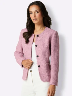 Blazer|CREATION L PREMIUM Bouclé-Blazer mit 30% Wolle rosé