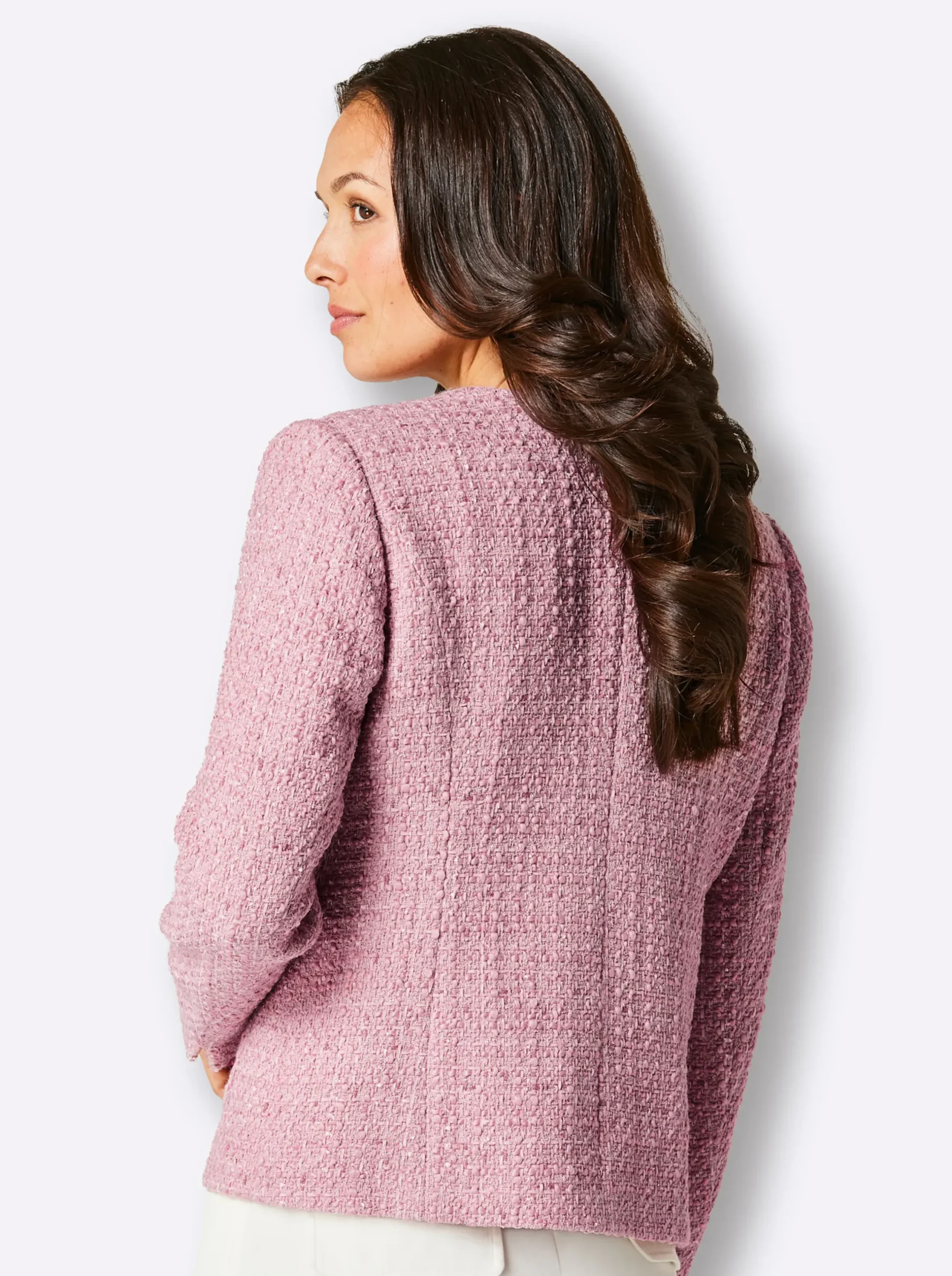 Blazer|CREATION L PREMIUM Bouclé-Blazer mit 30% Wolle rosé