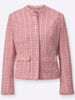 Blazer| Bouclé-Blazer mit Glitzergarn flamingo-ecru-gemustert