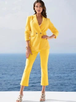 Blazer|heine Bouclé-Blazer mit Schulterpolstern sonnengelb